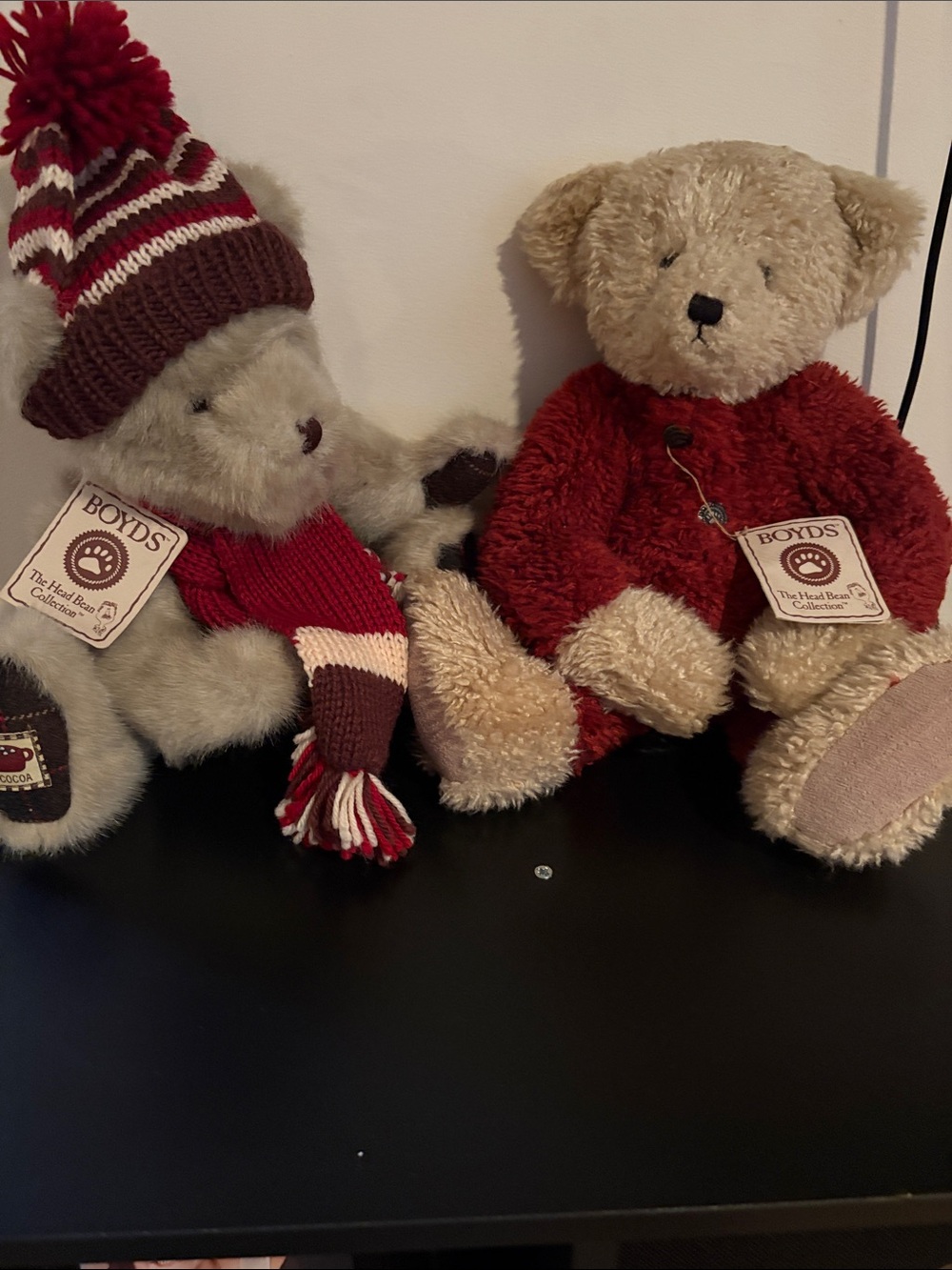 Boyds Bears Plush Pair with Red Sweater and Striped Winter Hat
